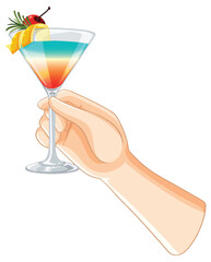 Colorful Cocktail in a Hand