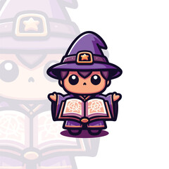Tiny Wizard with a Magic Spell Book