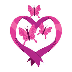 feather pink ribbon breast cancer awareness