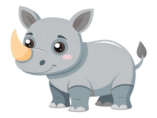 Fototapeta premium Baby rhino cartoon illustration isolated on white background