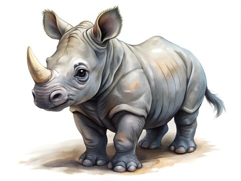 recommend clip art: Baby rhino illustration isolated on white background