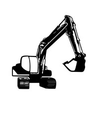 Excavator | Demolition Vehicle | Heavy Equipment | Excavator Bucket | Hydraulic Operated | Digger | Construction Vehicle | Excavation | Original Illustration | Vector and Clipart | Cutfile and Stencil