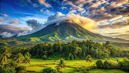 Fototapeta premium Mount Halcon in the Clouds: Breathtaking Mindoro Island Landscape Photography