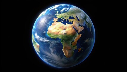 Fototapeta premium Realistic Rotating Earth Animation on Black Background for Stunning Visuals and Educational Use
