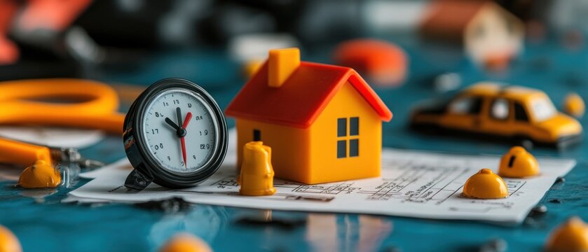 Flood insurance concept visualized through paperwork and images of flooded properties.