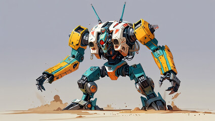   illustration of a large robotic monster