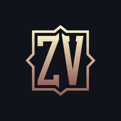 Luxury Initial ZV Monogram Logo Design . Elegant Emblem Letter ZV Logo Design for Business and Corporate Identity