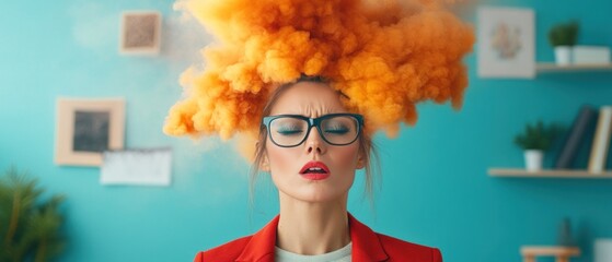 A business struggles with a headache from working overtime.