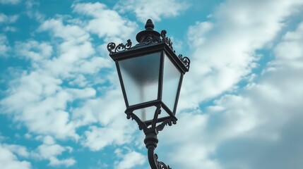 Fototapeta premium Old black metal lantern, street lighting.