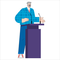 Older Businessman. Flat Vector Illustration
