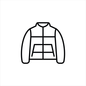 recommend clip art: Puffer jacket icon. Simple line art illustration of a puffer jacket, perfect for winter fashion and cold weather apparel projects. Ideal for fashion brands, clothing stores. Vector illustration.