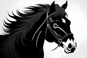 scratch board effect of a horse, black and white  illustration, stallion, mare, horse racing, gallop, mane, hoof, speed, lines, contrast, elegance, silhouette, motion, strength, power, rider, stride
