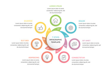 Circle diagram divided into 7 parts, infographic template, vector eps10 illustration