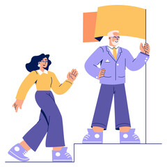 Older Businessman. Flat Vector Illustration