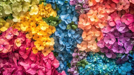 A colorful flower wall backdrop for photo opportunities, vibrant and inviting,