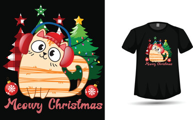 Christmas cat t shirt design 