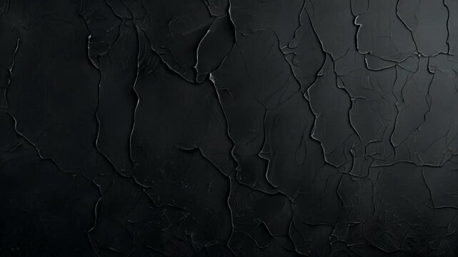 A textured black wall with cracks and crevices, creating a dramatic visual effect.