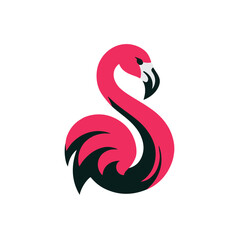 A flamingo logo vector illustration in white background