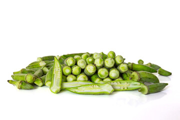 Small size Edirne region okra on a white background
