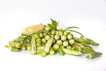 Small size Edirne region okra on a white background