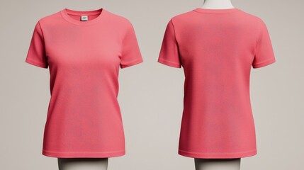 Women s Pink T Shirt Mockup   Front and Back View