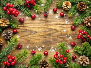Vintage Red Berries Christmas Decor Border for Festive Celebrations