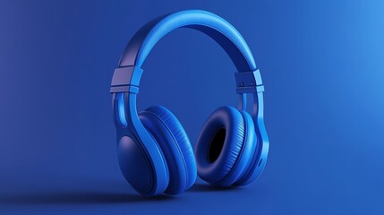 Blue Headphones on a Blue Background
