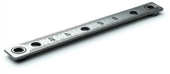 Metal Ruler with Measuring Scale and Holes