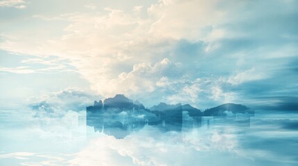 Fototapeta premium Double exposure of dynamic cloud and sky of paper texture for background abstractpostcard nature art pastel stylesoft and blur focus
