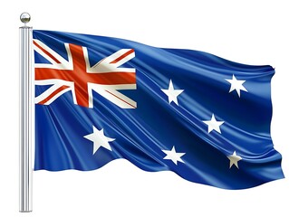 Australia flag, waving in the wind (clipping path included)