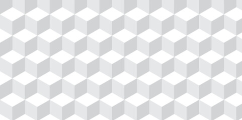 Seamless white geometric cube creative concept triangle overlapping overlap square technology texture. geometric digital cubes fabric and wallpaper grid block texture background.