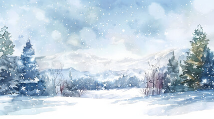 Fototapeta premium Snow-Covered Landscape Frame Background