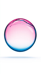 Obraz premium A single, perfectly round bubble with a pink and blue gradient, suspended against a white background.