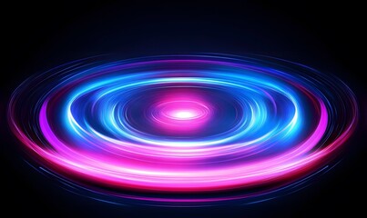Vector illustration showcases a blue and pink spinning light with a long time exposure motion blur effect, generative ai