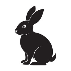 Black bunny silhouette vector illustration isolated on white background.
