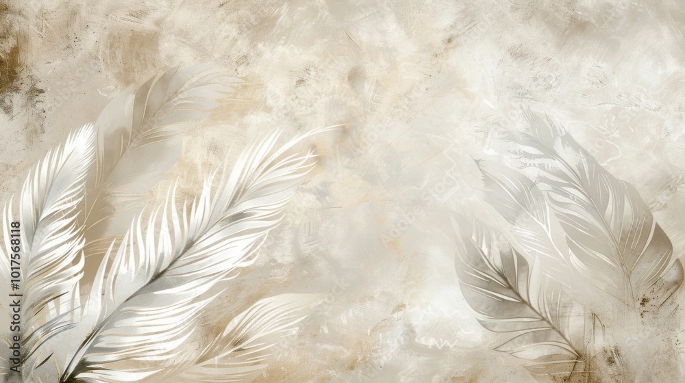 Wall mural Soft Feather Background with Subtle Textures and Colors