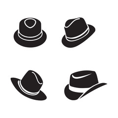 Black Cowboy hat logo icon design vector illustration isolated on white background.