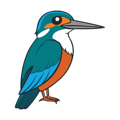 Fototapeta premium Flying kingfisher cartoon vector illustration on white background, perfect for clipart, vector illustration