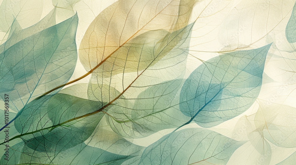 Poster Ethereal Leaf Pattern with Soft Color Tones