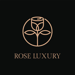 rose gold luxury logo design concept idea with label circle