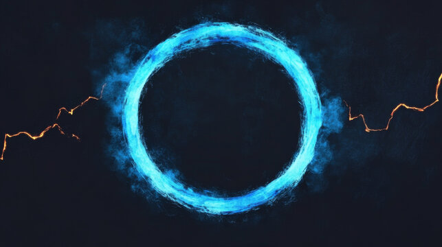 A glowing blue circle with a light trail in the background.  The circle seems to be a portal to another dimension, or perhaps a gateway to a new era.