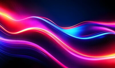 Naklejka premium Colorful motion elements with neon led illumination. Abstract futuristic background, generative ai 