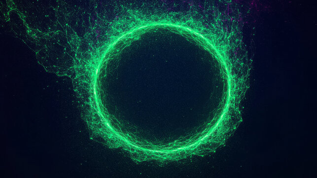 Abstract green glowing ring on a dark background. Perfect for futuristic or techy designs.