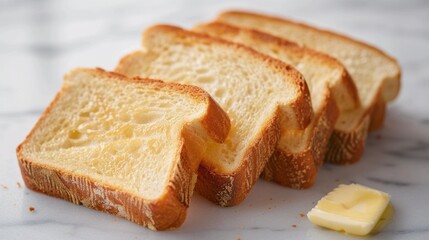 Slices of Freshly Toasted Bread with Butter