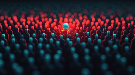 Glowing Sphere in Crowd of Silhouettes   Diversity  Inclusion  Leadership  Concept
