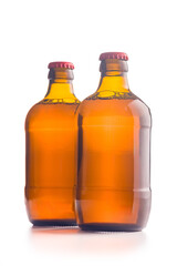 Two bottle beer isolated on white background.