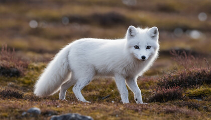 Obraz premium fluffy fur of a young arctic fox in the tundra