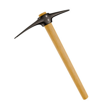 long wood black construction mining pickaxe mattock handle isolated on white background 3d element icon