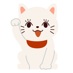 かわいい白猫の招き猫