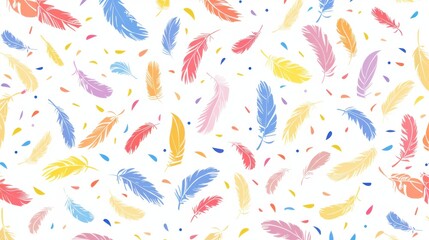Obraz premium Colorful Feather Pattern on White Background
